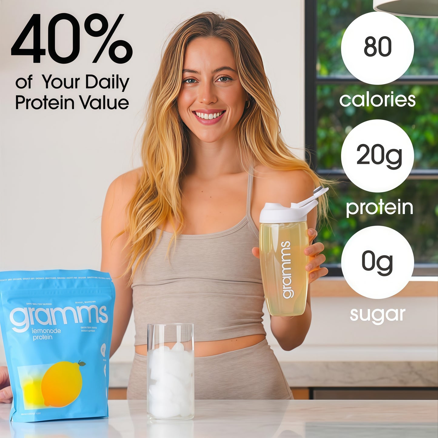 GRAMMS Clear Protein Powder 20G Protein forWomen & Men | Lactose Free, Grass-Fed WheyIsolate, Gluten Free, Zero Sugar, Gut Friendly,Non-Bloating