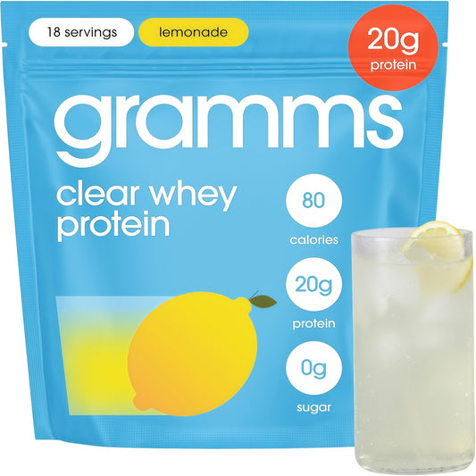 GRAMMS Clear Protein Powder 20G Protein forWomen & Men | Lactose Free, Grass-Fed WheyIsolate, Gluten Free, Zero Sugar, Gut Friendly,Non-Bloating