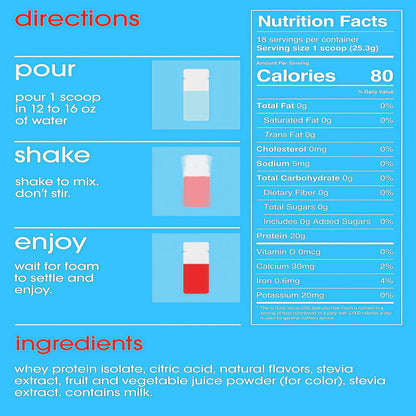 GRAMMS Clear Protein Powder 20G Protein forWomen & Men | Grass-Fed Whey Isolate, ZeroSugar, Zero Lactose, Non-Bloating (Strawberry Acai)
