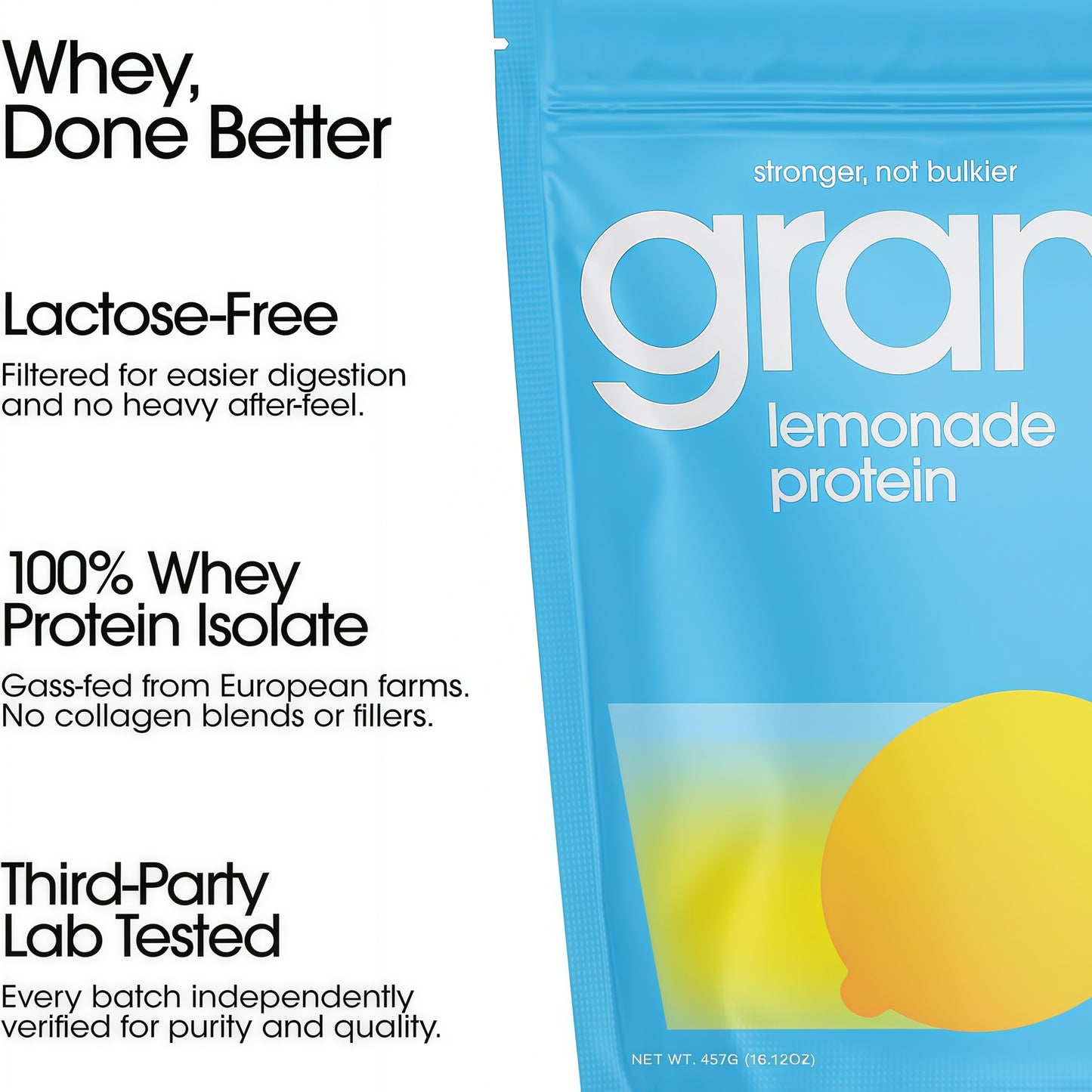 GRAMMS Clear Protein Powder 20G Protein forWomen & Men | Lactose Free, Grass-Fed WheyIsolate, Gluten Free, Zero Sugar, Gut Friendly,Non-Bloating