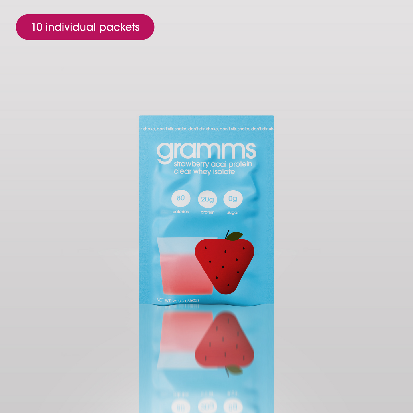GRAMMS Clear Protein Powder 20G Protein forWomen & Men | Grass-Fed Whey Isolate, ZeroSugar, Zero Lactose, Non-Bloating (Strawberry Acai)